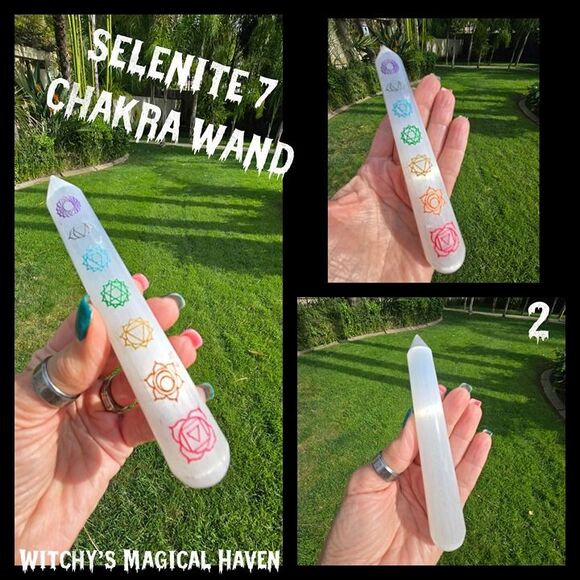 Selenite Crystal 7 Chakra Colorful Massage Wand - Picture 1 of 4